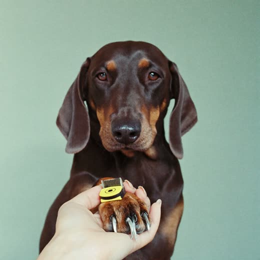 A dog's paw having its nails clipped